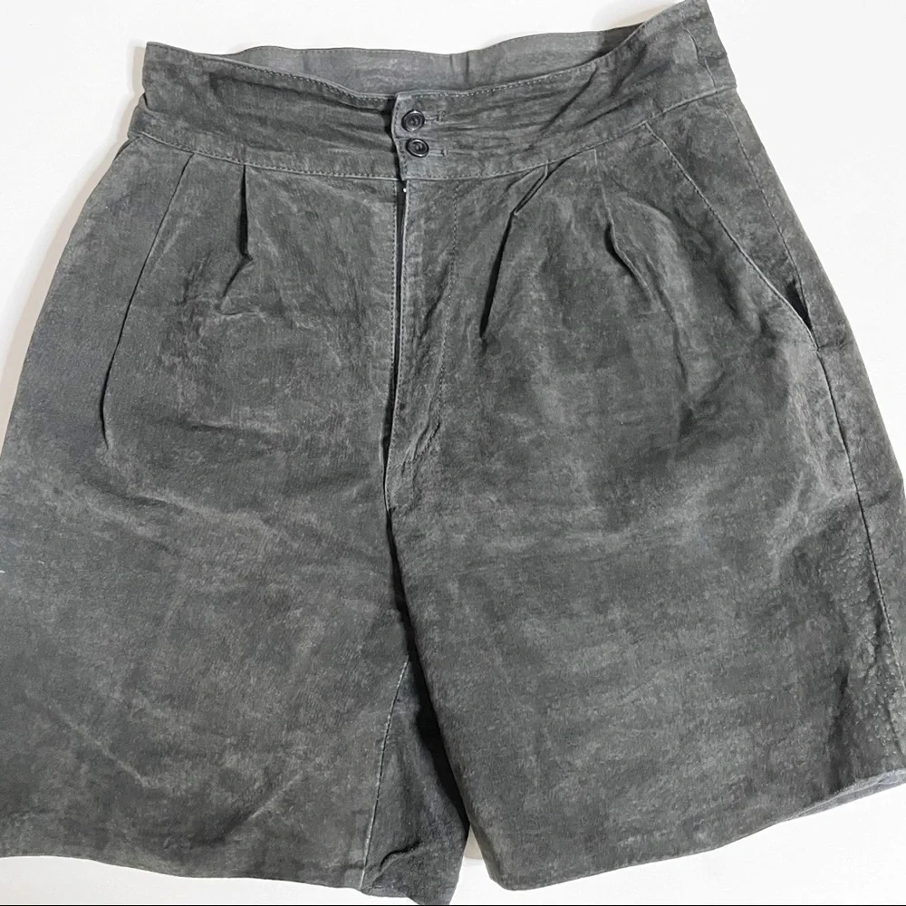 Water Collection High Waist Leather Shorts - Picture 1 of 7